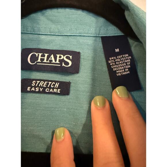 Chaps Men’s Button-Down Shirt – Teal Green – Size M - Picture 4 of 4